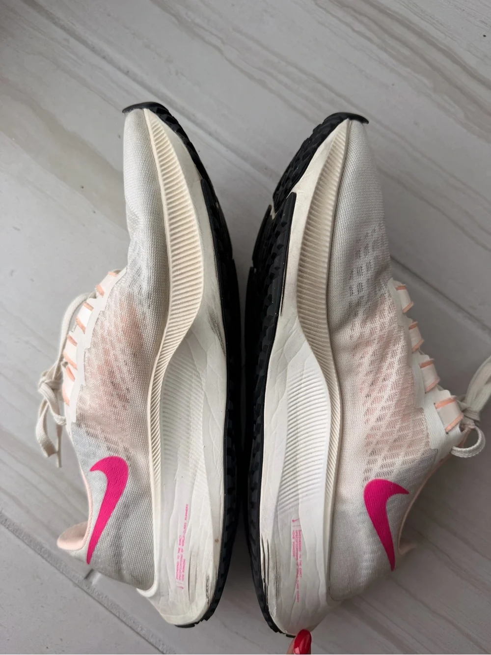 Nike Women’s Pegasus 38 Athletic Shoes in Light Pink with Hot Pink Swoosh